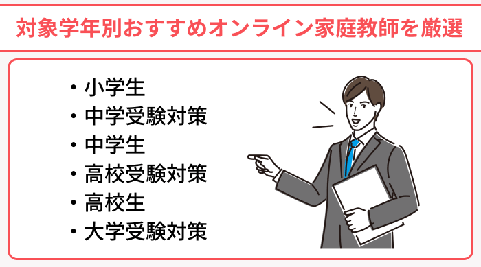 対象学年別おすすめオンライン家庭教師を厳選のイラスト